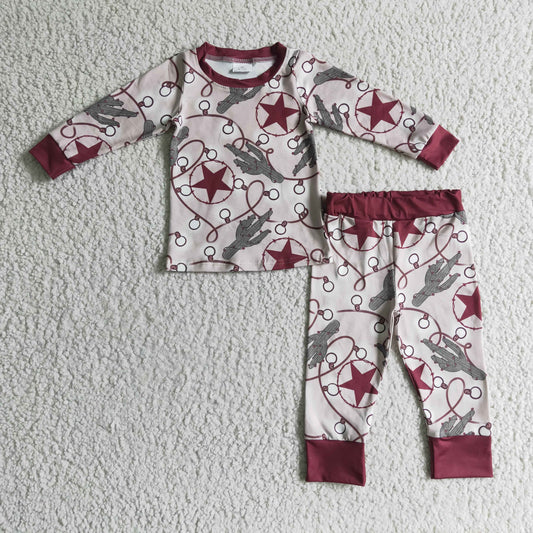 Cactus Christmas lights stars kids boy western Christmas pajamas - BIG FRENCHIES