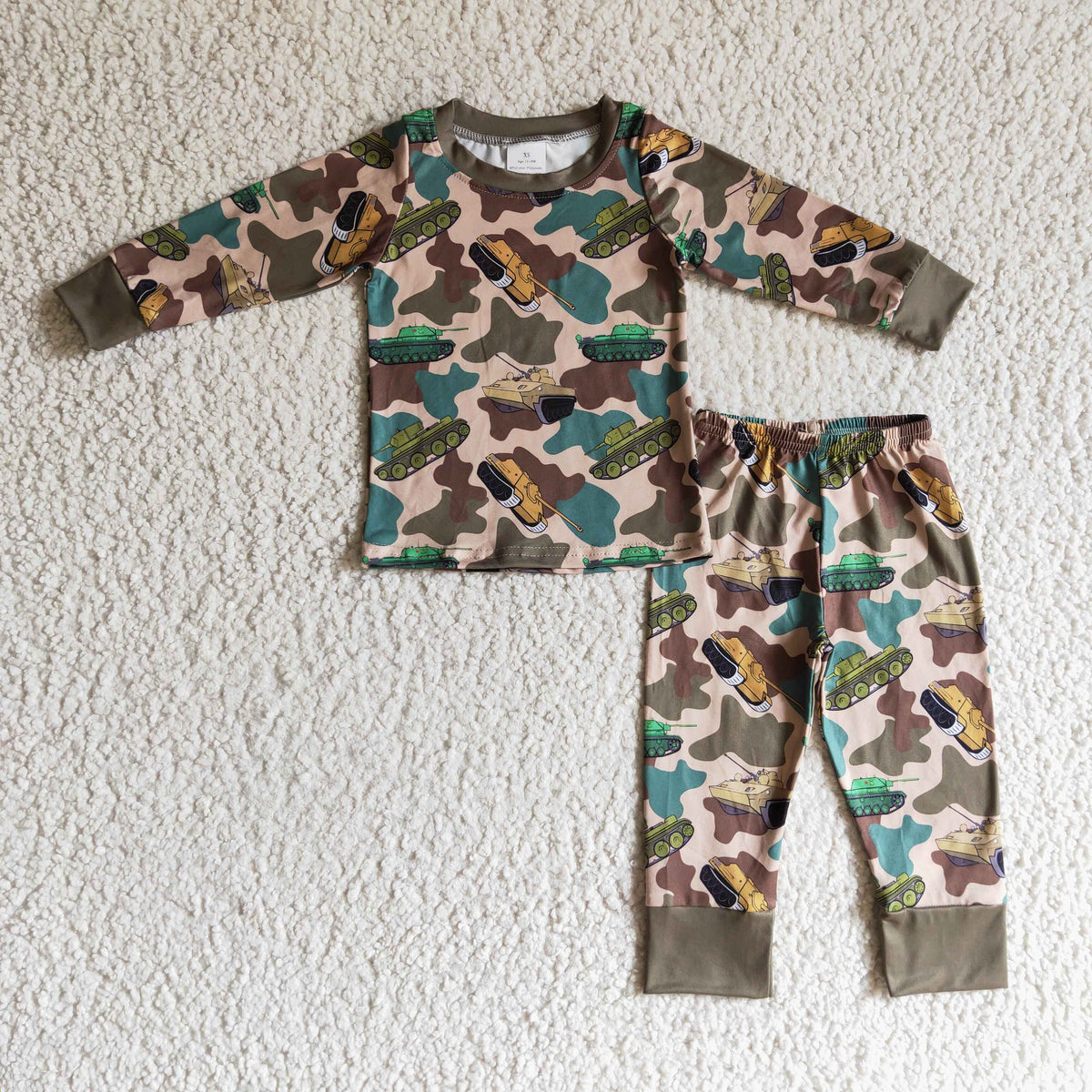 Camo tank print long sleeves kids boy pajamas - BIG FRENCHIES