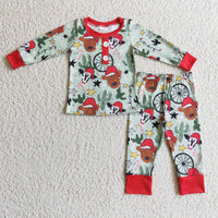 Highland cow cactus kids boy western Christmas pajamas - BIG FRENCHIES