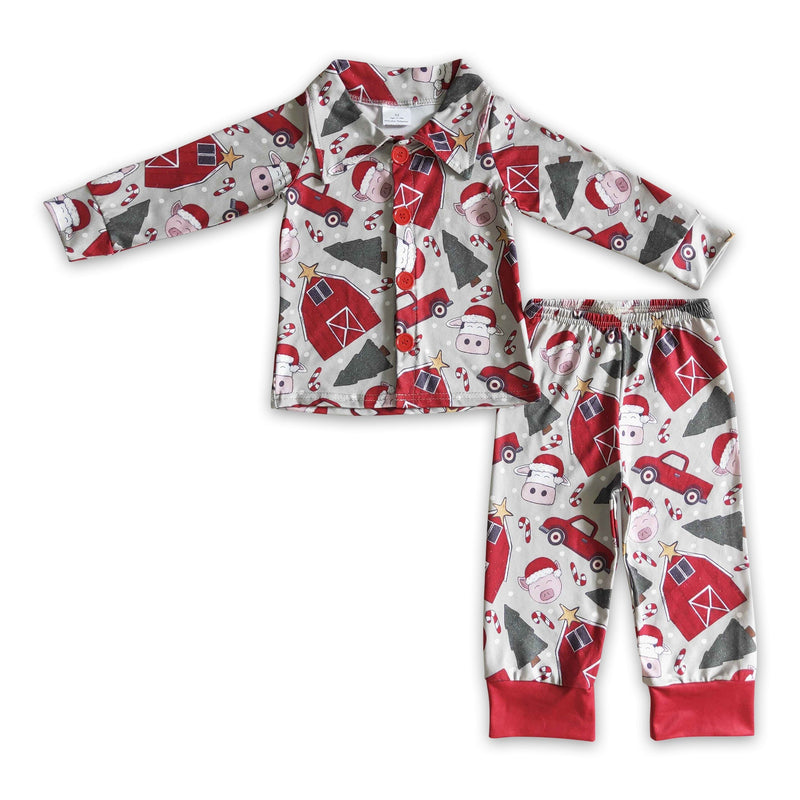 Cow pig farm print kids boy Christmas pajamas - BIG FRENCHIES