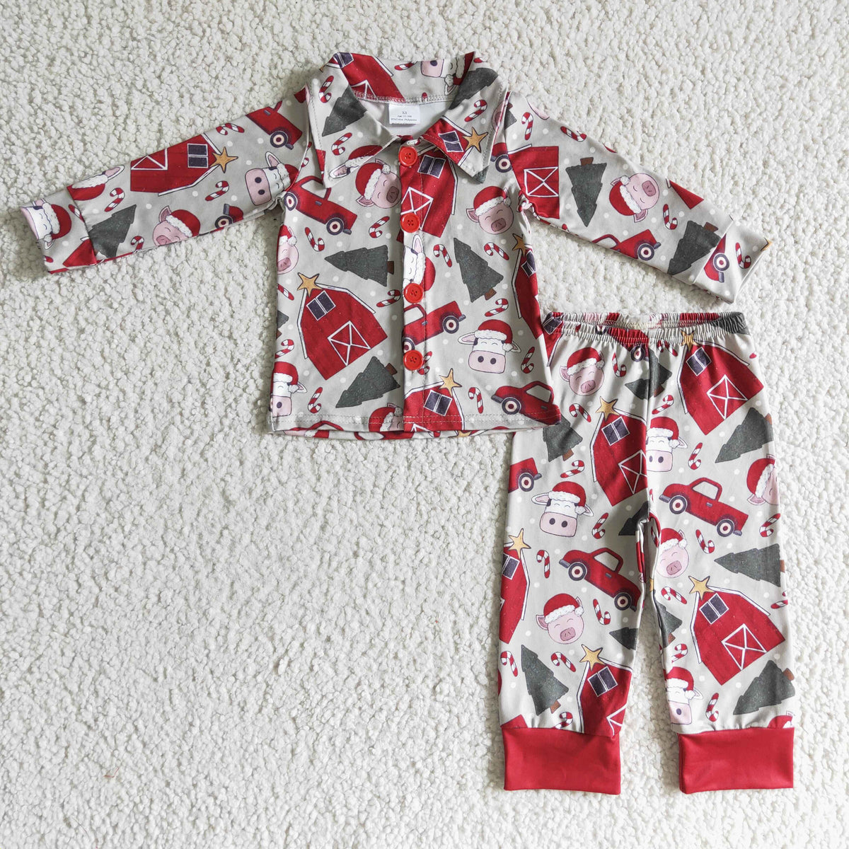 Cow pig farm print kids boy Christmas pajamas - BIG FRENCHIES
