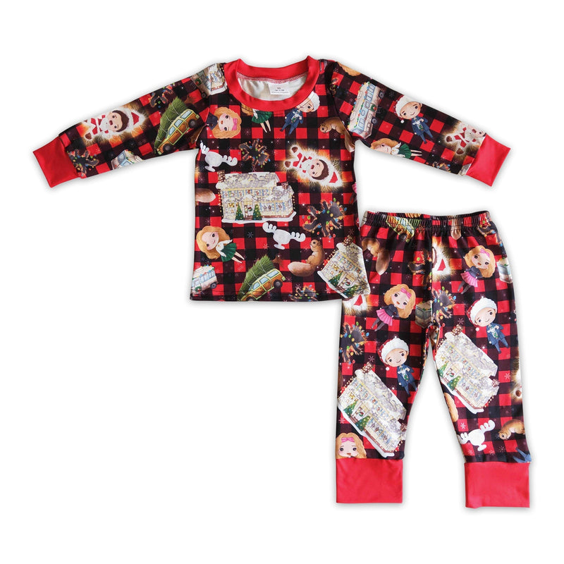 Black red plaid kids boy Christmas pajamas - BIG FRENCHIES