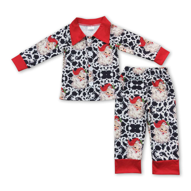 Cow santa long sleeves kids boy Christmas pajamas - BIG FRENCHIES