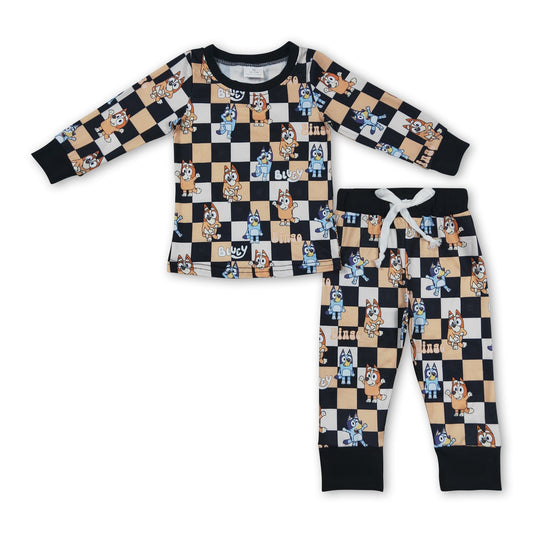 Plaid dogs long sleeves baby kids pajamas - BIG FRENCHIES