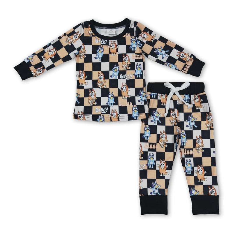 Plaid dogs long sleeves baby kids pajamas - BIG FRENCHIES