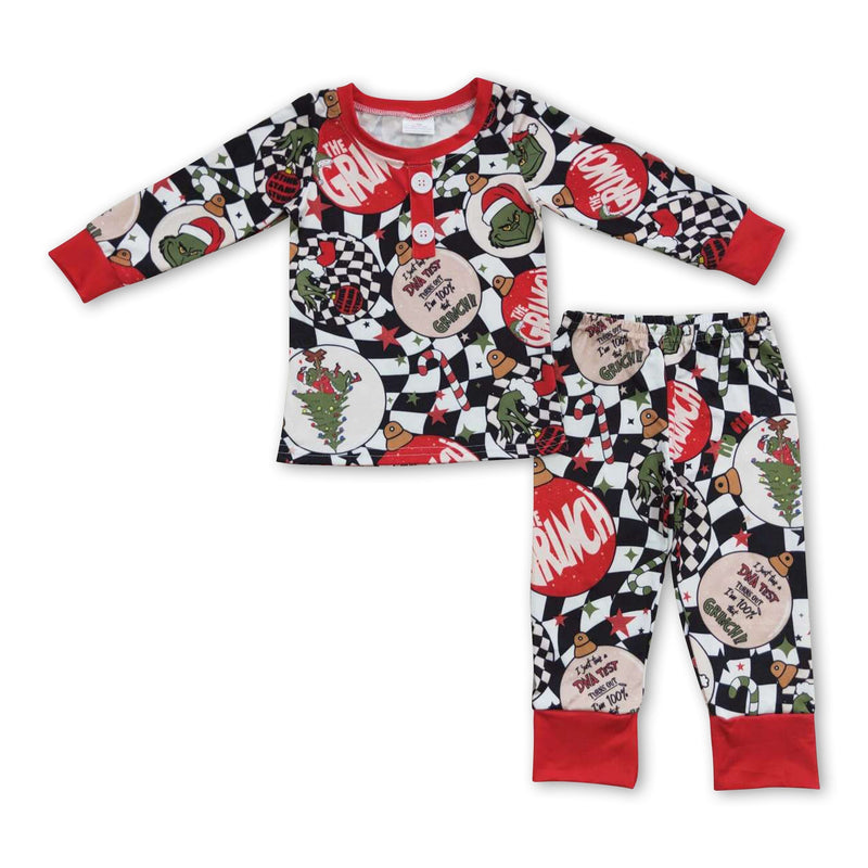 Green face jingle bell kids boy Christmas pajamas - BIG FRENCHIES