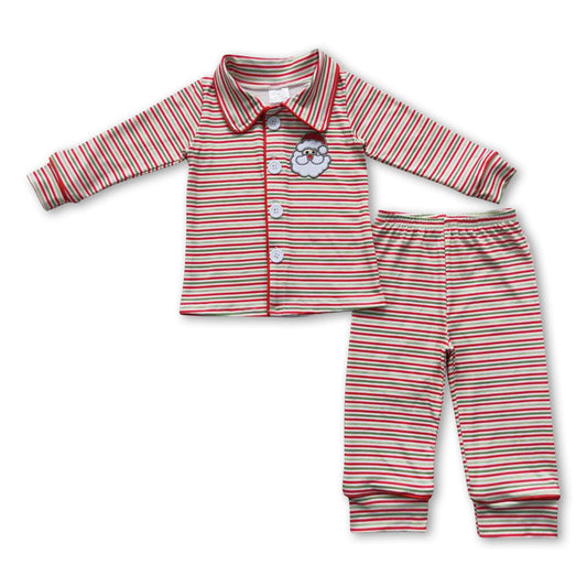Santa red green stripe baby kids Christmas pajamas - BIG FRENCHIES