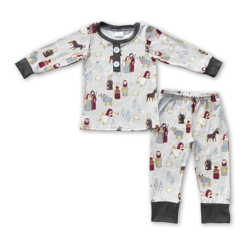 Nativity long sleeves kids boy Christmas pajamas - BIG FRENCHIES