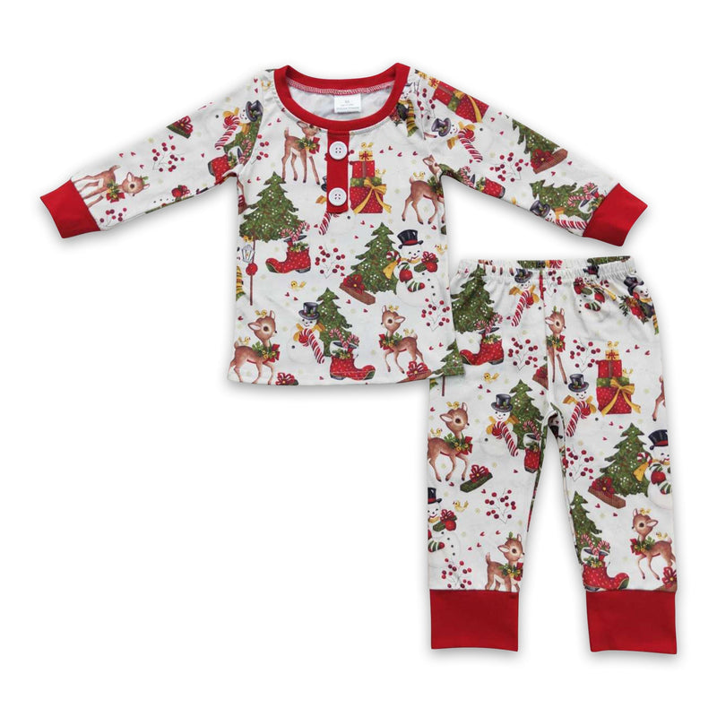 Deer snowman Christmas tree kids boy pajamas - BIG FRENCHIES