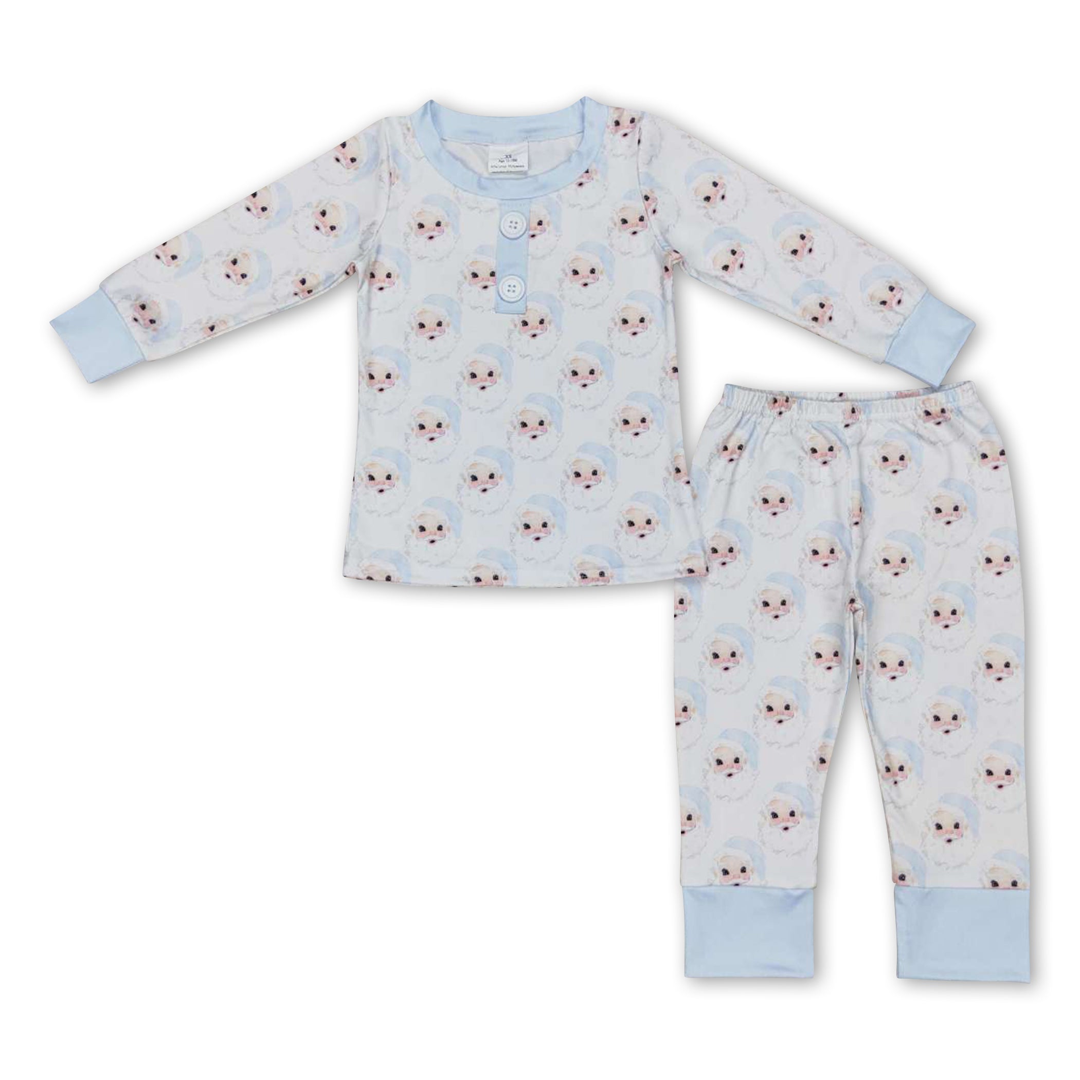 Blue santa long sleeves kids boy Christmas pajamas - BIG FRENCHIES