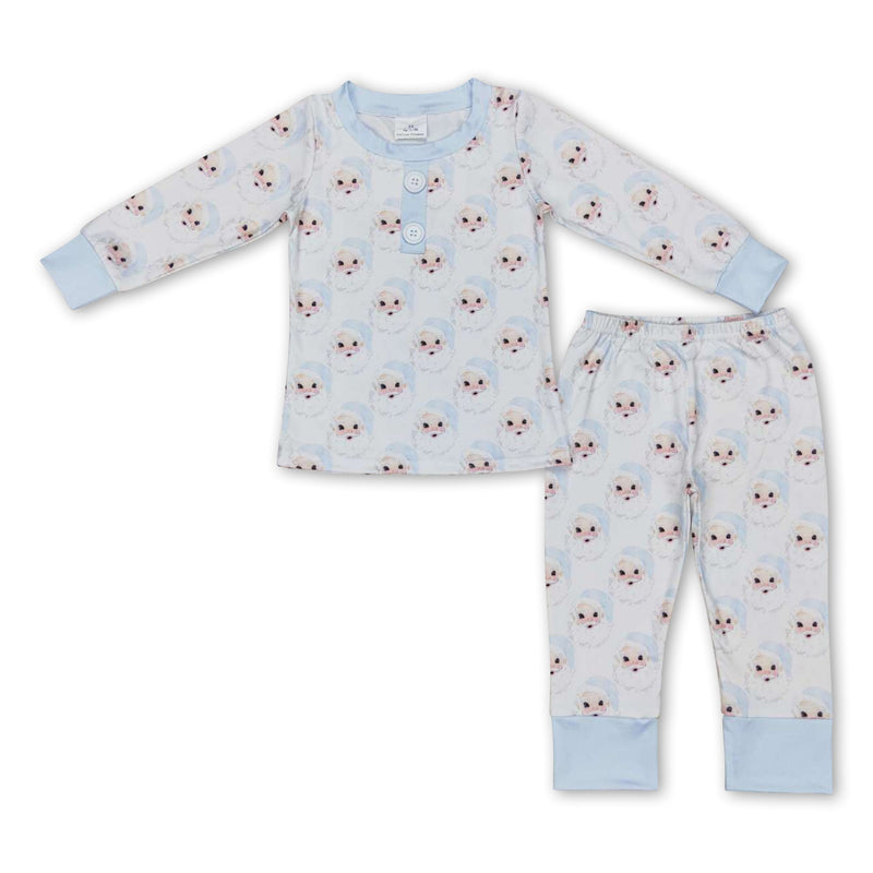 Blue santa long sleeves kids boy Christmas pajamas - BIG FRENCHIES