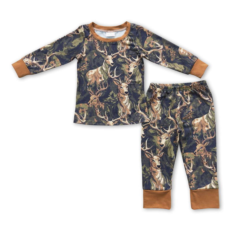 Deer camo long sleeves kids boy pajamas - BIG FRENCHIES