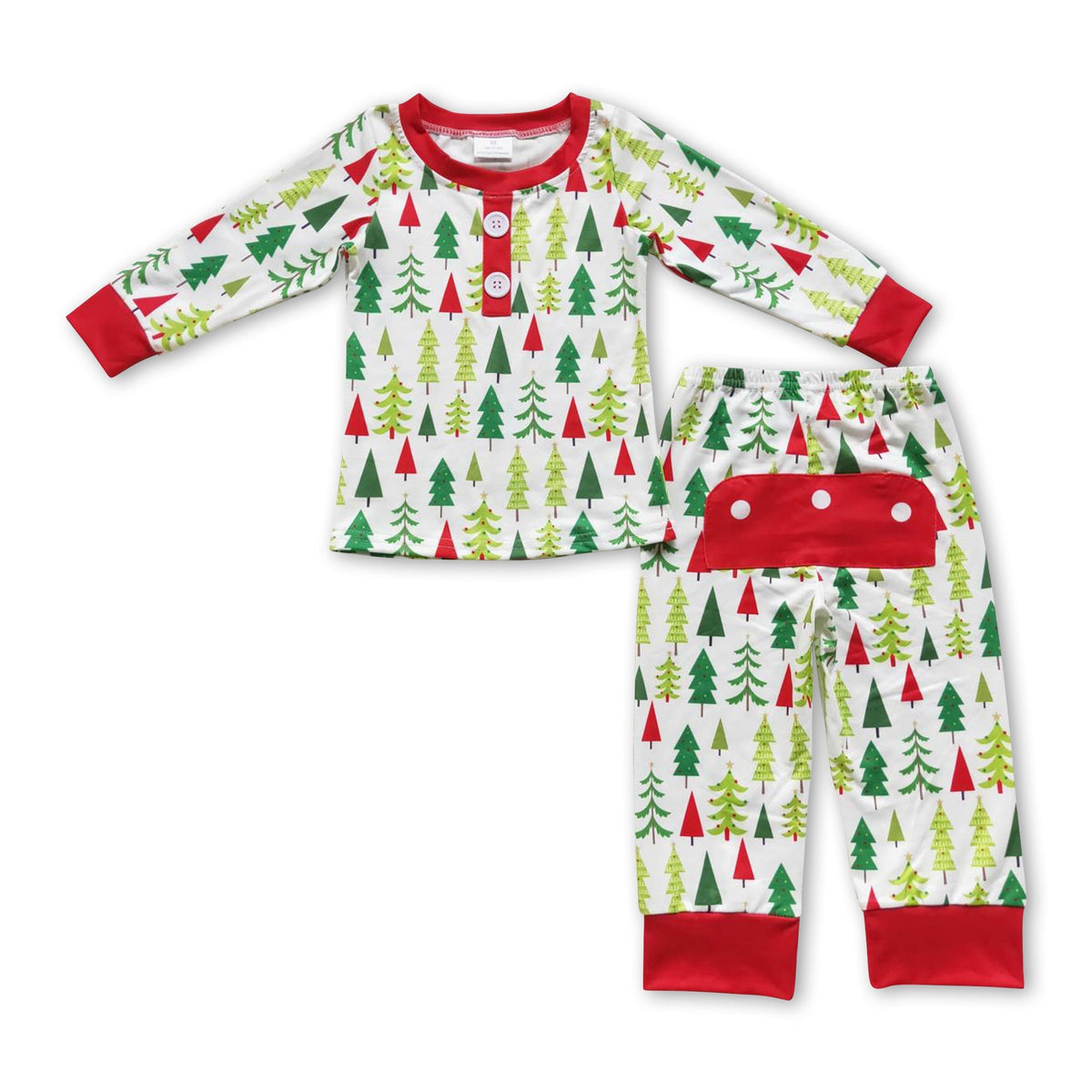 Long sleeves Christmas tree baby boy pajamas - BIG FRENCHIES