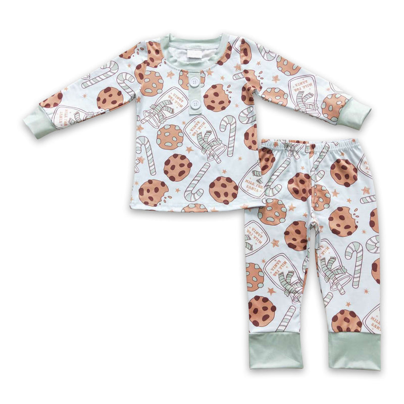 Cookie milk candy cane kids boy Christmas pajamas - BIG FRENCHIES