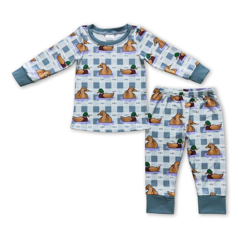 Plaid duck long sleeves kids boy pajamas - BIG FRENCHIES
