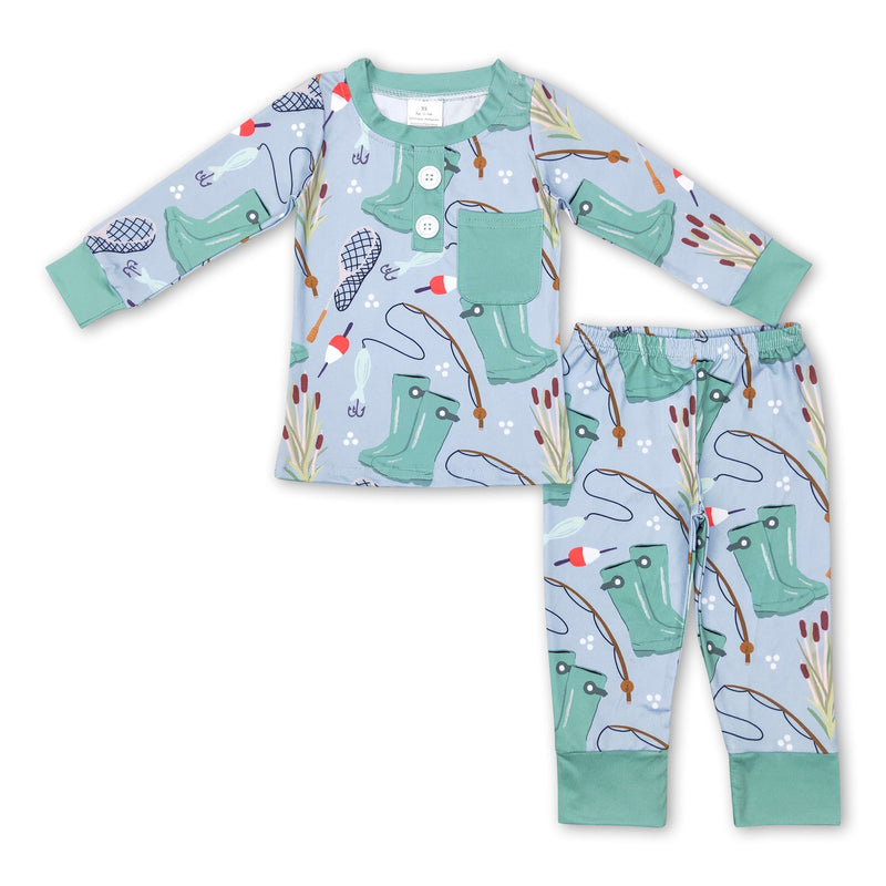 Fishing pocket long sleeves kids boy pajamas - BIG FRENCHIES