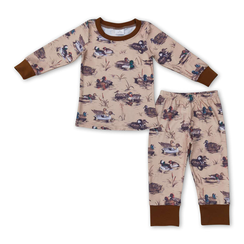 Brown duck long sleeves kids hunting pajamas - BIG FRENCHIES