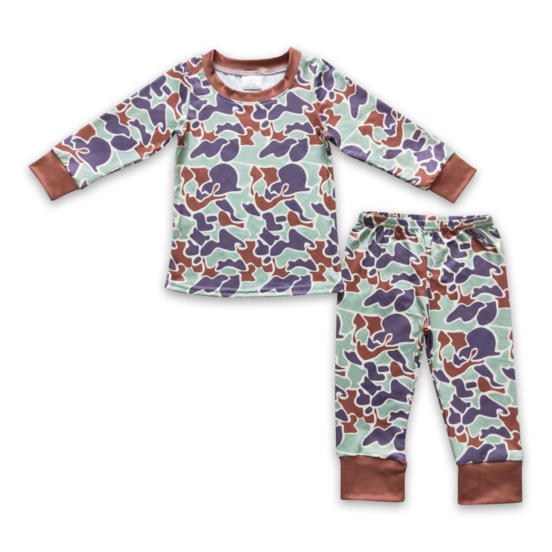 Brown camo long sleeves kids boy pajamas - BIG FRENCHIES