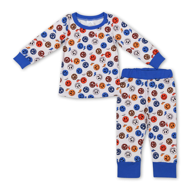 Blue smile long sleeves kids boy pajamas - BIG FRENCHIES