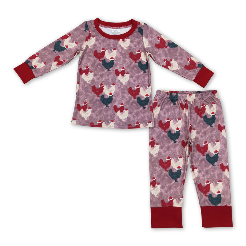Christmas hat chicken long sleeves baby kids pajamas - BIG FRENCHIES