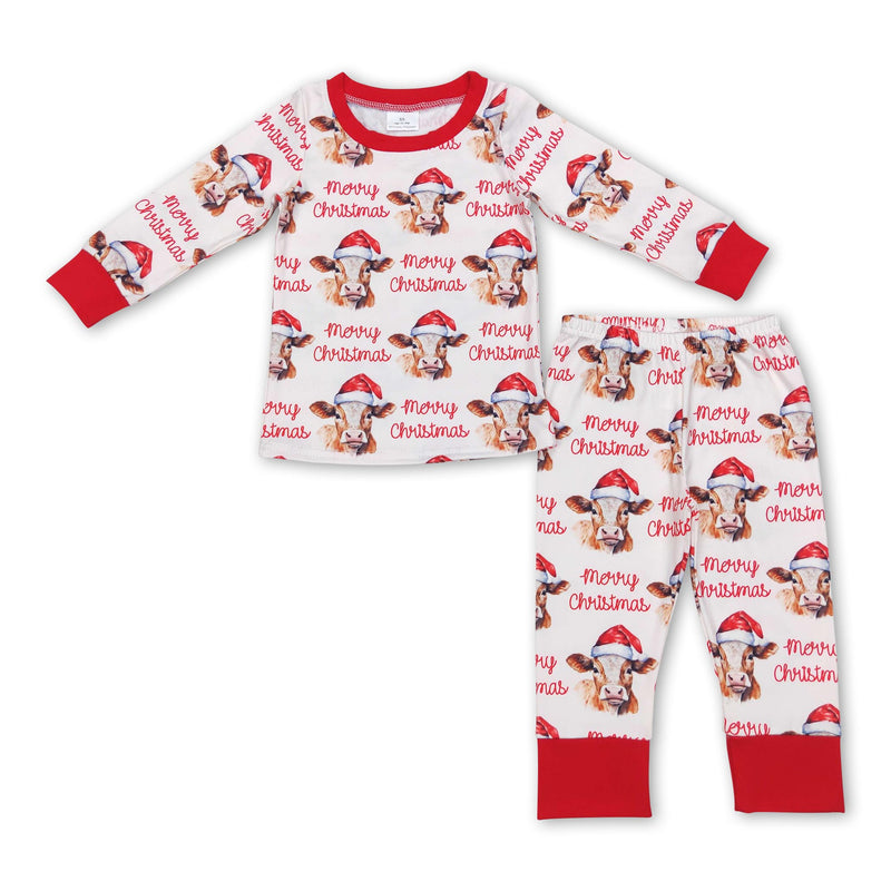 Merry Christmas cow long sleeves kids boy pajamas - BIG FRENCHIES