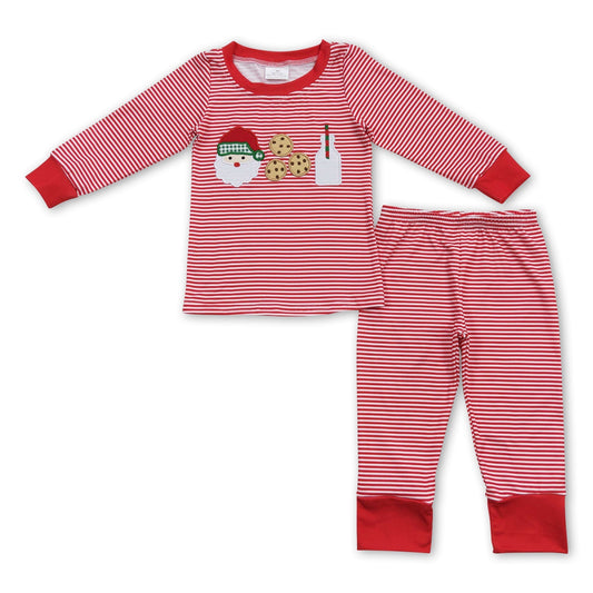 Santa cookie milk red stripe kids boy Christmas pajamas - BIG FRENCHIES