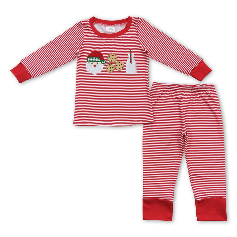 Santa cookie milk red stripe kids boy Christmas pajamas - BIG FRENCHIES