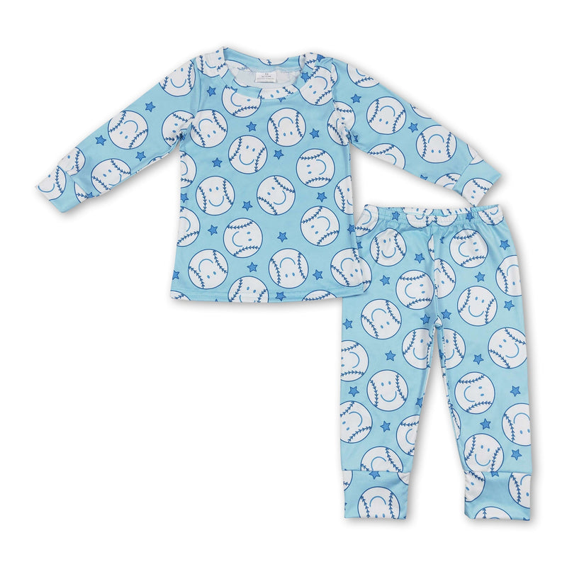 Blue star baseball long sleeves kids boy pajamas - BIG FRENCHIES
