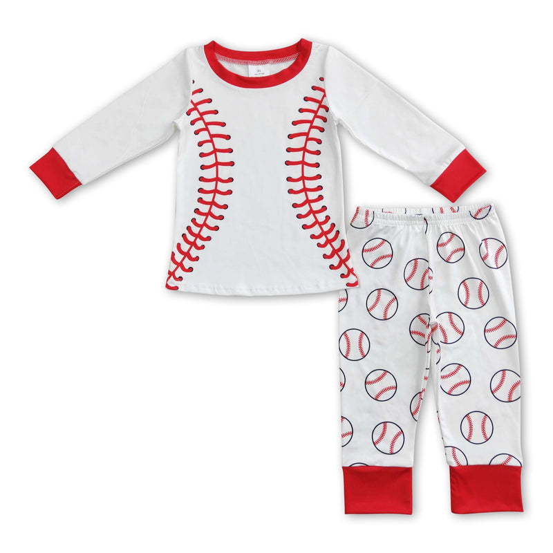 White baseball top pants toddler kids pajamas - BIG FRENCHIES