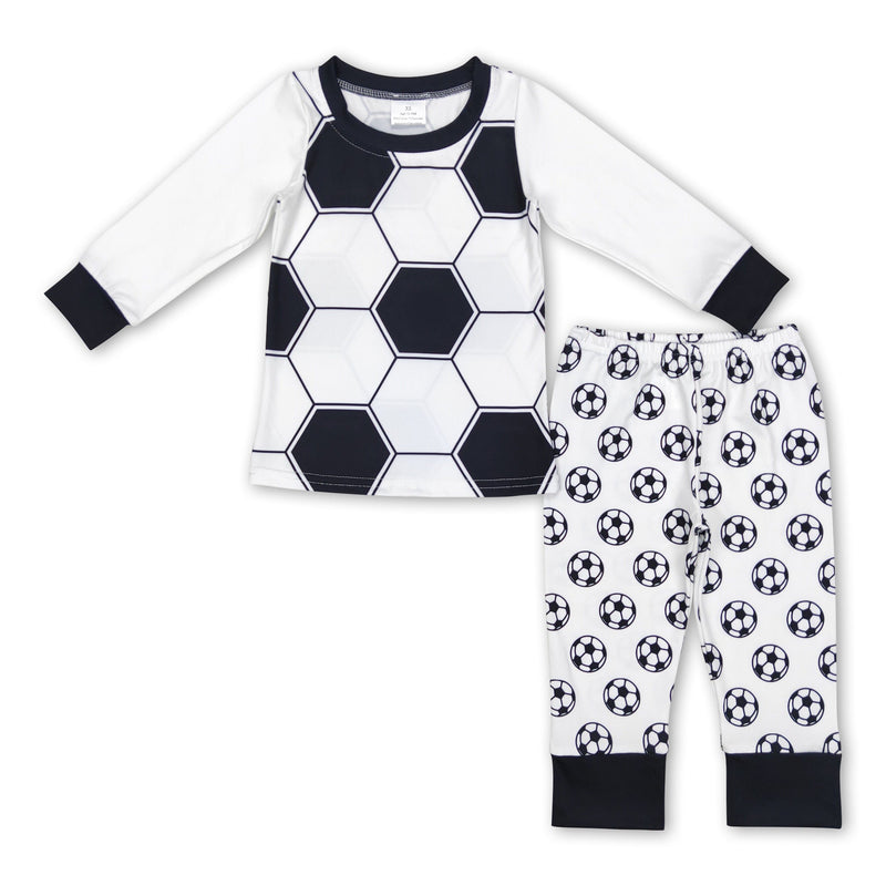 White black soccer top pants kids pajamas - BIG FRENCHIES