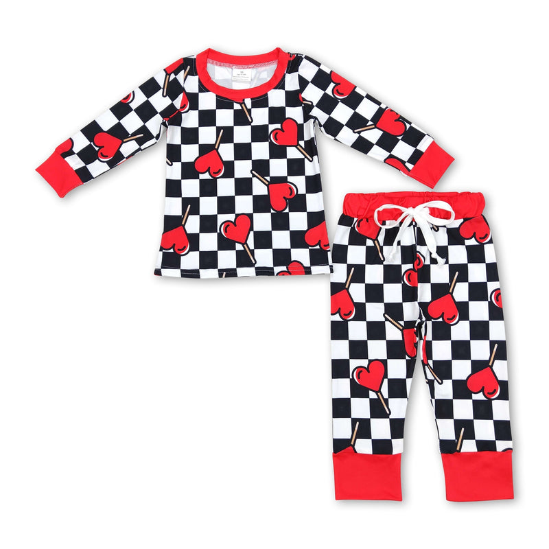 Red heart lollipop baby kids valentines pajamas - BIG FRENCHIES