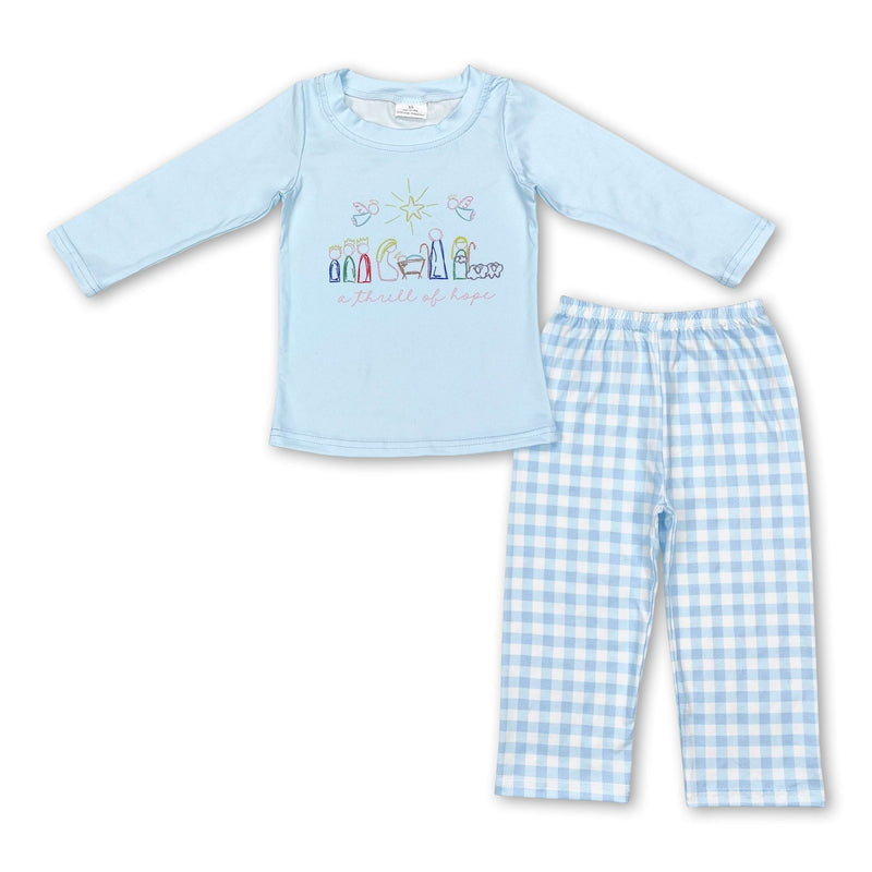 Light blue hope nativity kids boys Christmas pajamas - BIG FRENCHIES