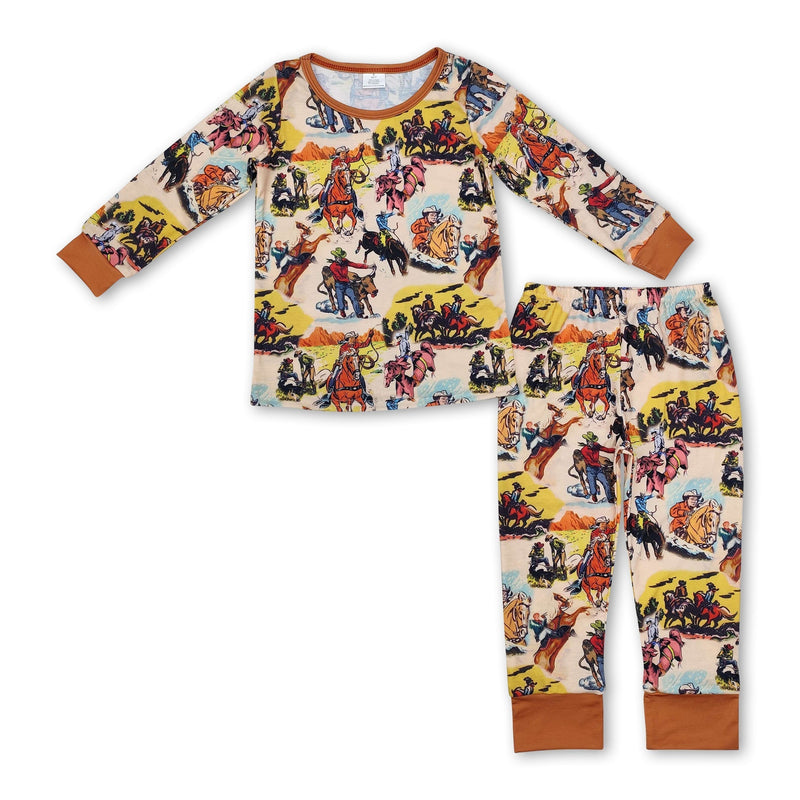 Long sleeves horse rodeo western kids boys pajamas - BIG FRENCHIES