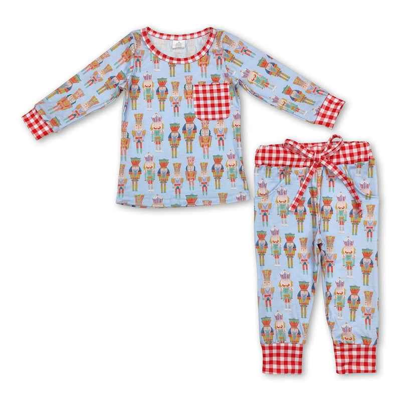 Plaid pocket long sleeves king boys Christmas pajamas - BIG FRENCHIES
