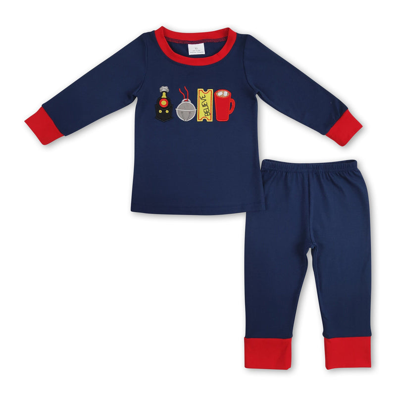 Long sleeves train believe kids boys Christmas pajamas - BIG FRENCHIES