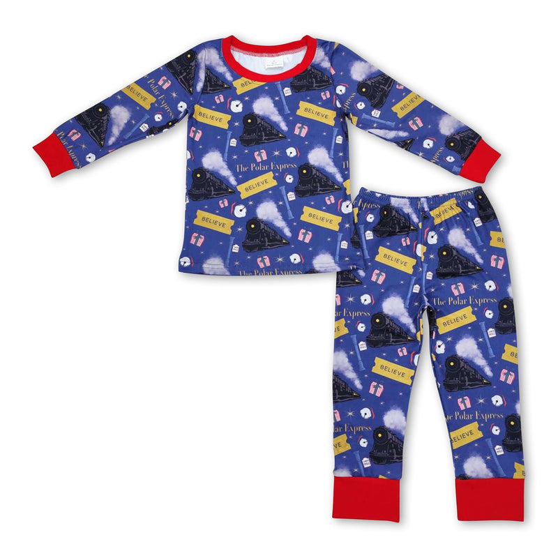Long sleeves train believe boys Christmas pajamas - BIG FRENCHIES