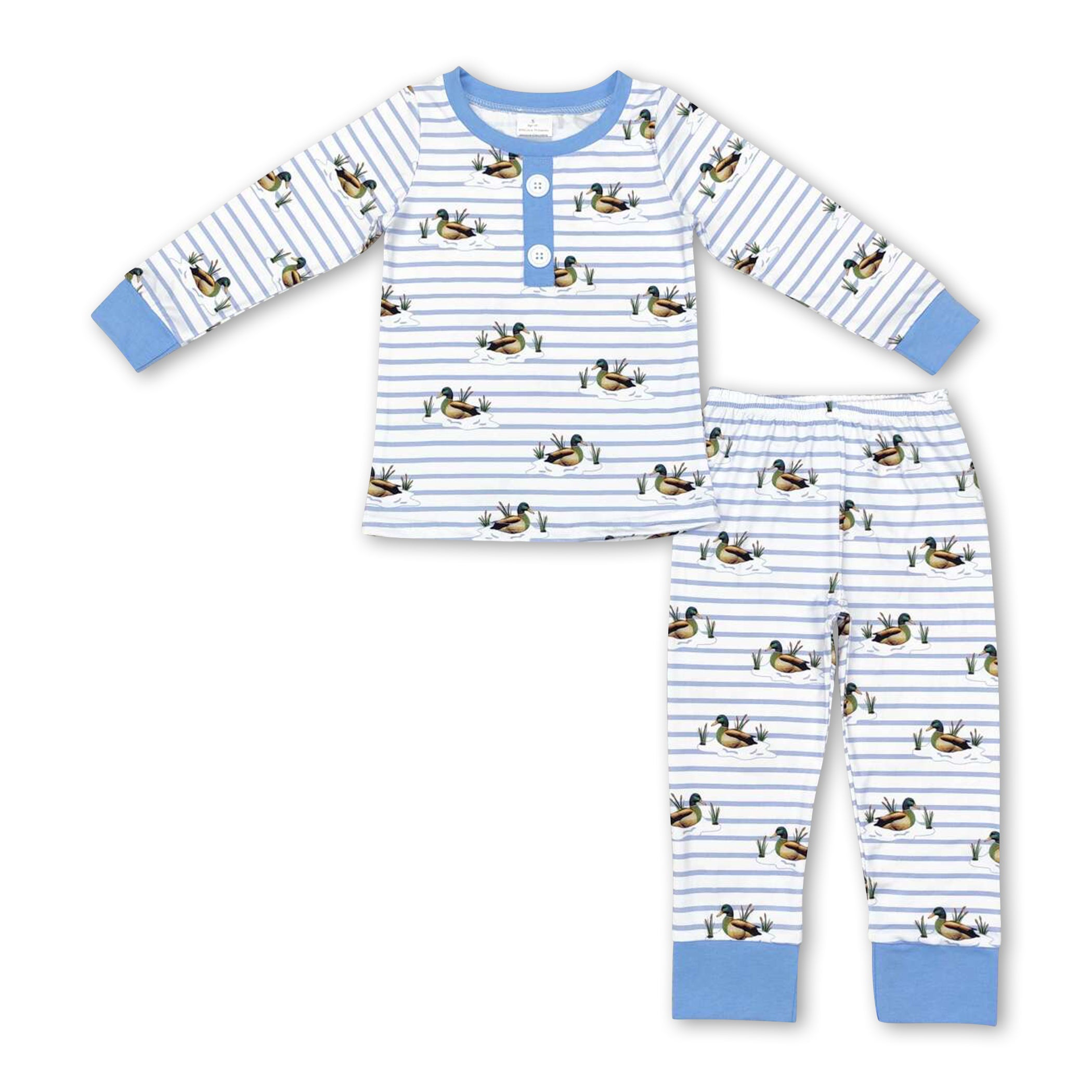 Light blue stripe duck kids boys pajamas - BIG FRENCHIES