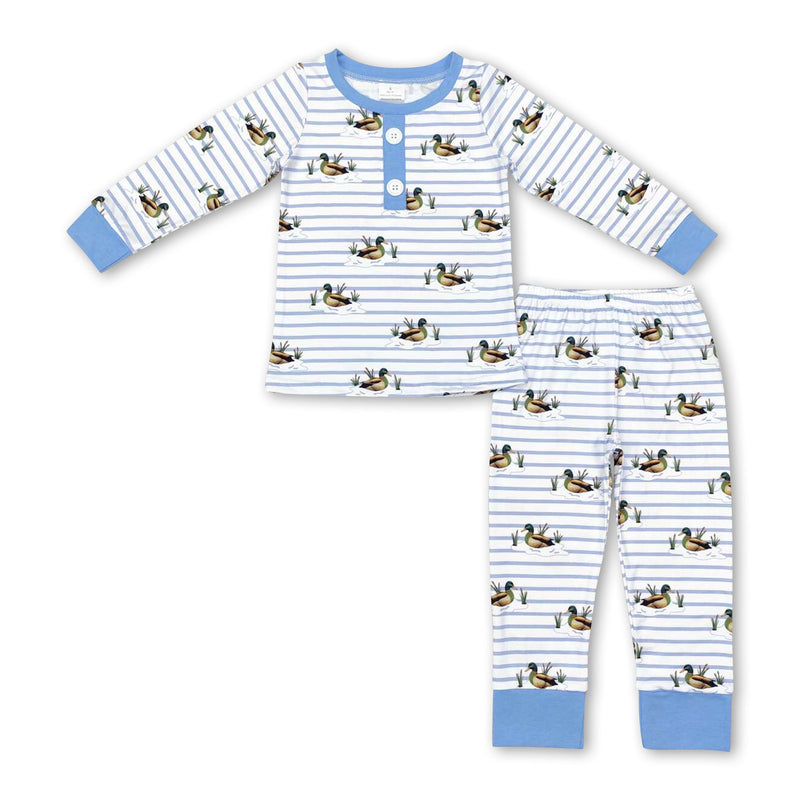 Light blue stripe duck kids boys pajamas - BIG FRENCHIES