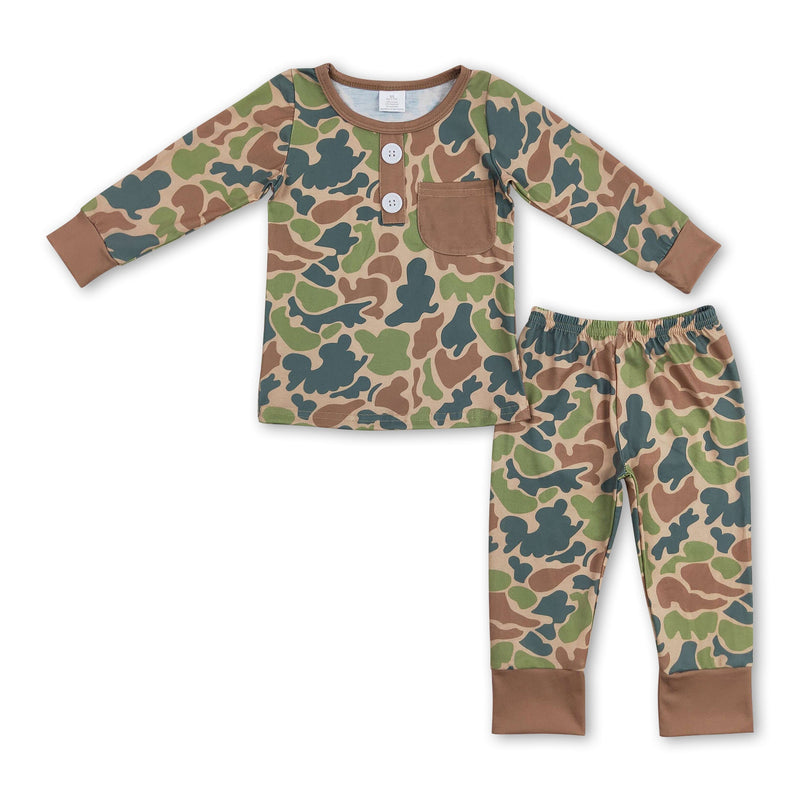 Long sleeves pocket camo kids boys pajamas - BIG FRENCHIES