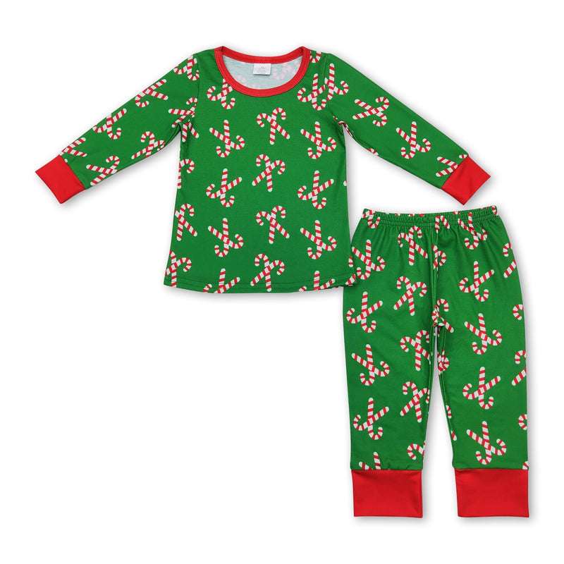 Green candy cane long sleeves kids boys Christmas pajamas - BIG FRENCHIES