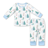 Light blue Christmas tree kids boys pajamas - BIG FRENCHIES