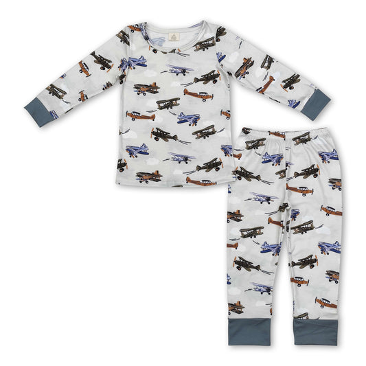 Long sleeves airplane kids boys pajamas - BIG FRENCHIES