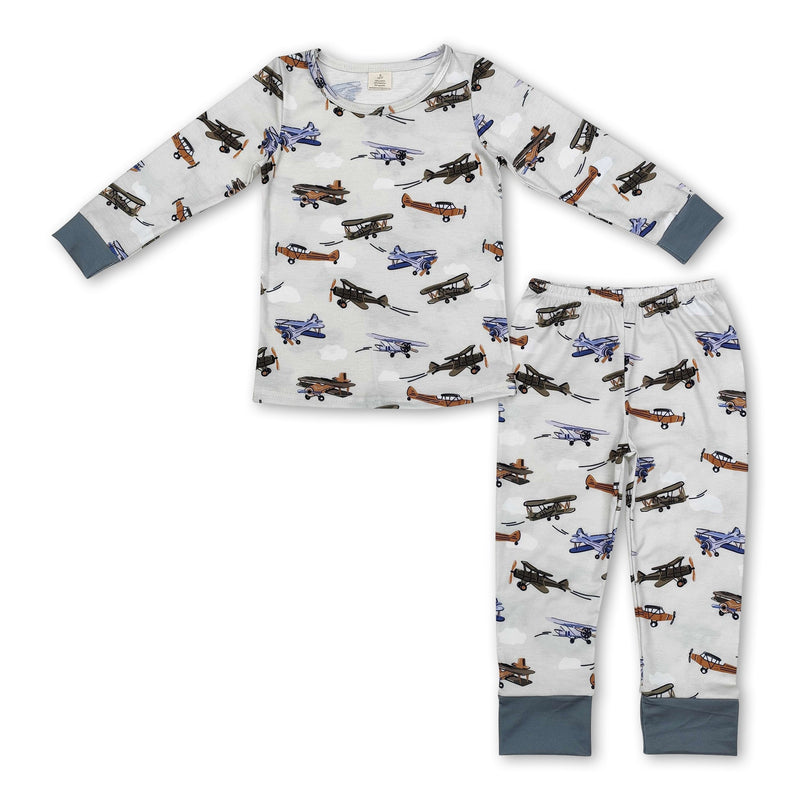 Long sleeves airplane kids boys pajamas - BIG FRENCHIES
