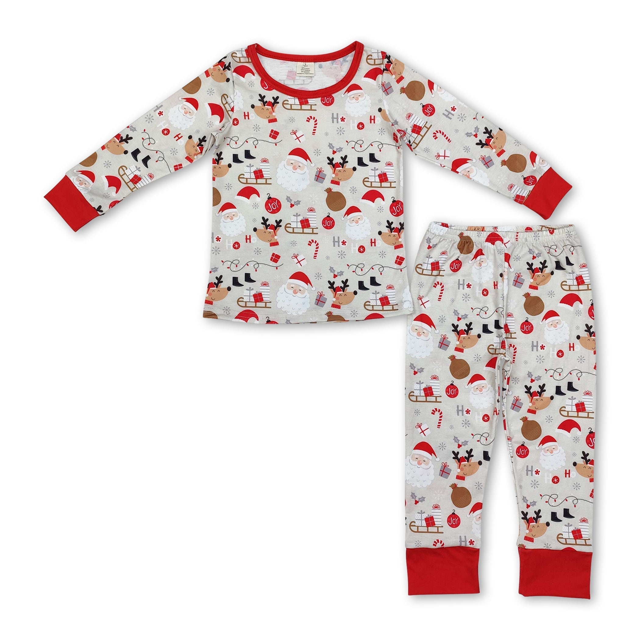 Deer santa HO HO HO candy cane boys Christmas pajamas - BIG FRENCHIES