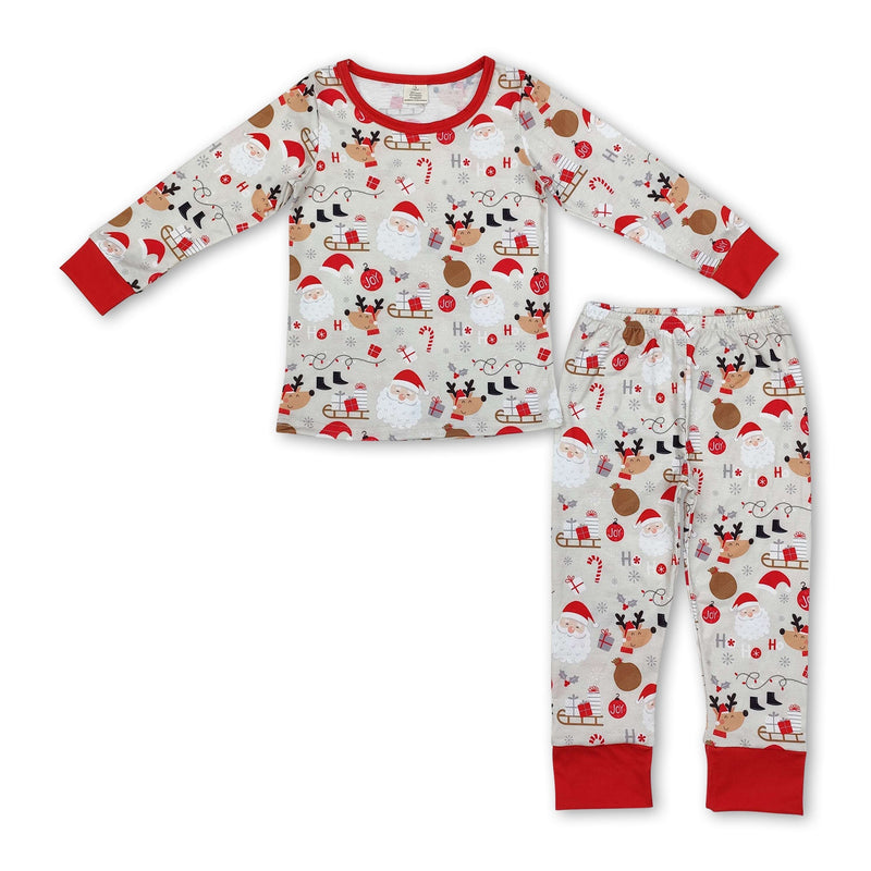 Deer santa HO HO HO candy cane boys Christmas pajamas - BIG FRENCHIES