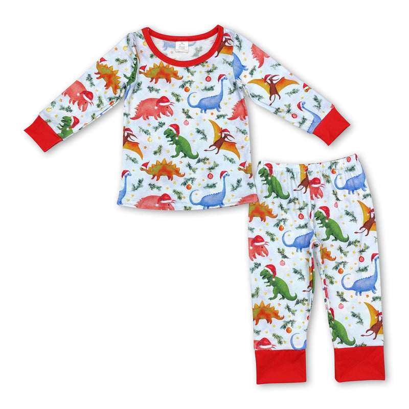 Long sleeves dinosaur Christmas hat boys pajamas - BIG FRENCHIES