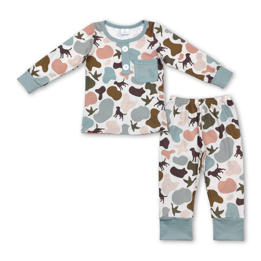 Long sleeves dog duck camo kids boys pajamas - BIG FRENCHIES