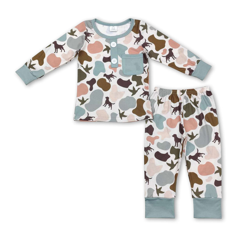 Long sleeves dog duck camo kids boys pajamas - BIG FRENCHIES