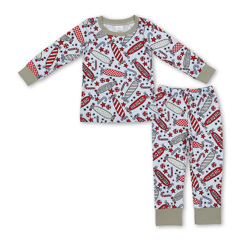 Skateboard candy cane Christmas kids boys pajamas - BIG FRENCHIES