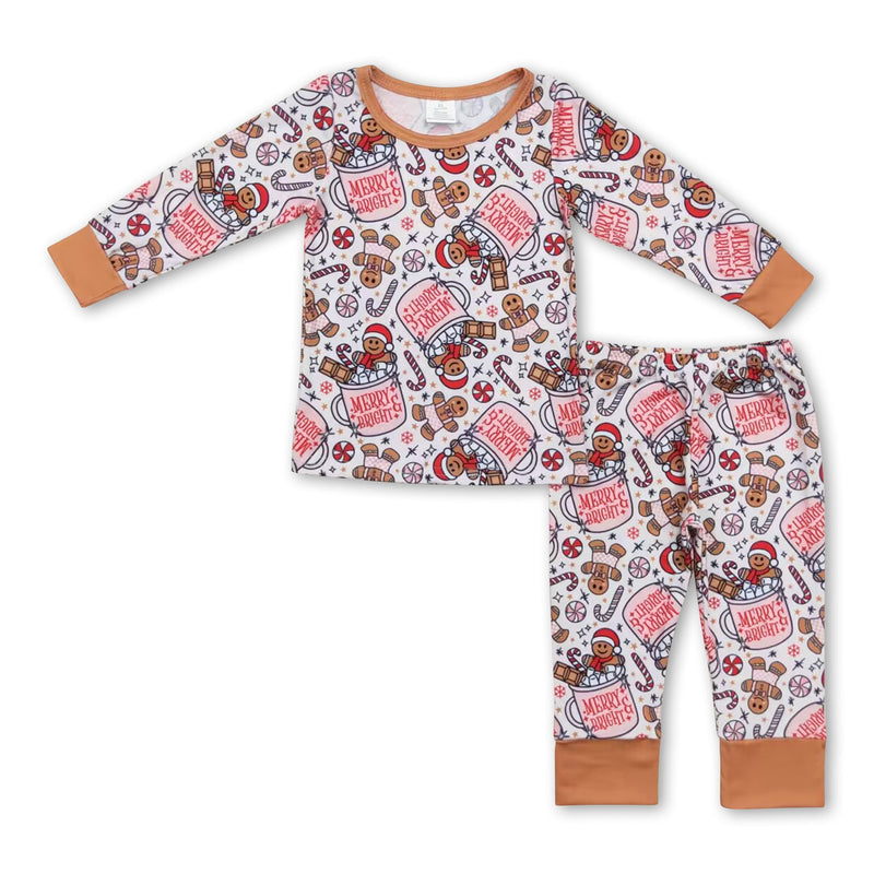 Merry and Bright gingerbread Christmas kids boys pajamas - BIG FRENCHIES